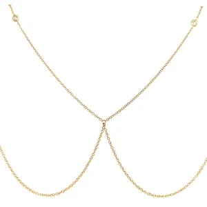 14K Gold Bezel Diamonds Body Chain