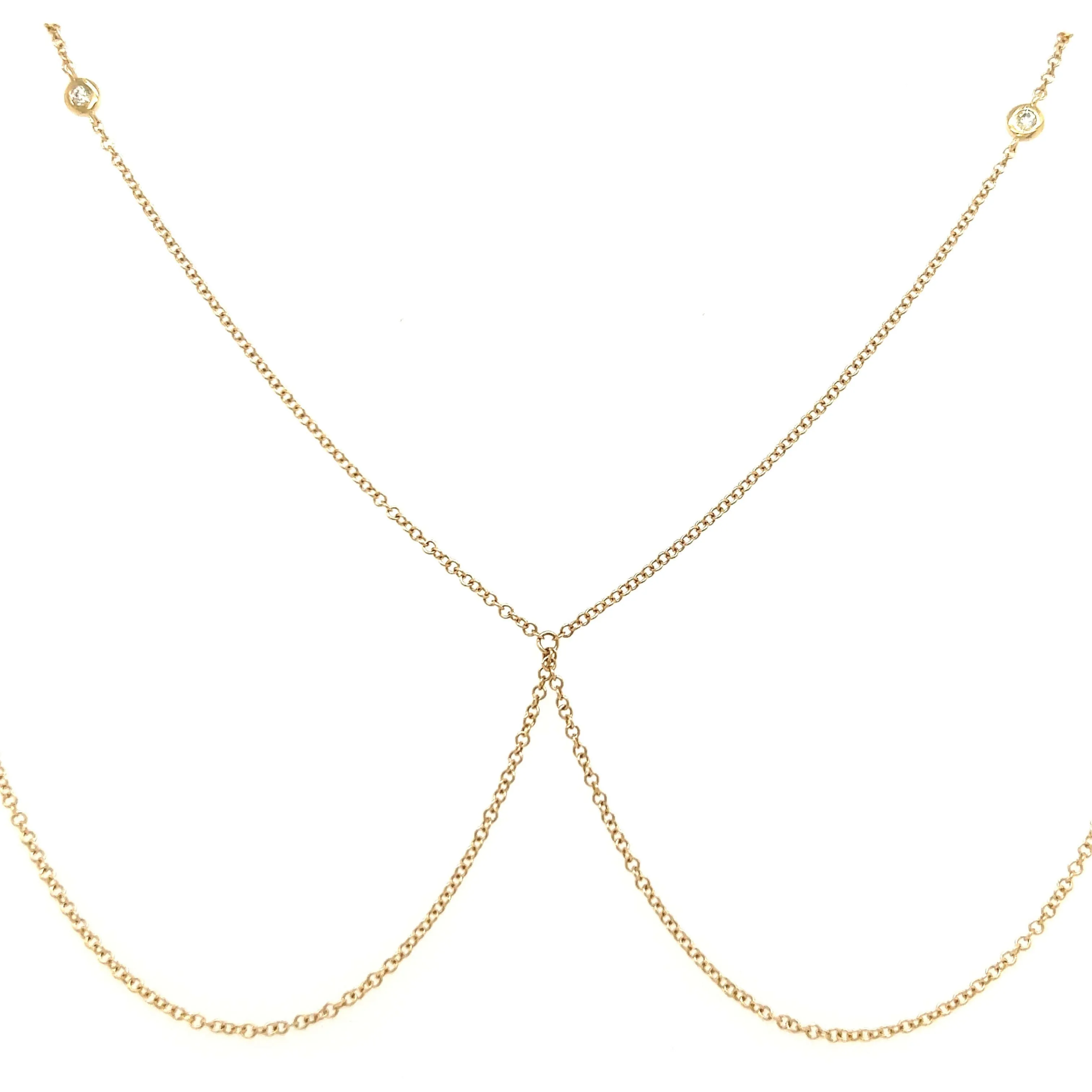 14K Gold Bezel Diamonds Body Chain
