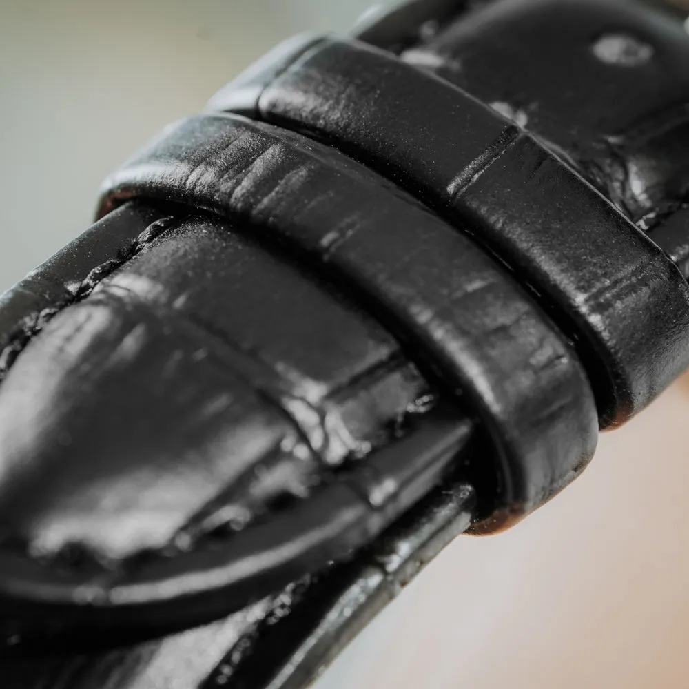 22mm Black Alligator Grain Band