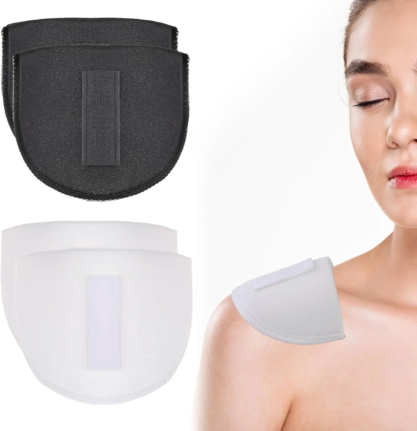 4 Pairs Set-in Shoulder Pads 2 Thicknesses(1cm 1.5cm) Breathable Sponge Foam Pads Shoulders Enhancer Sewing Accessories for Women Men Sloping High Low Shoulders Blazer Suit T-Shirt