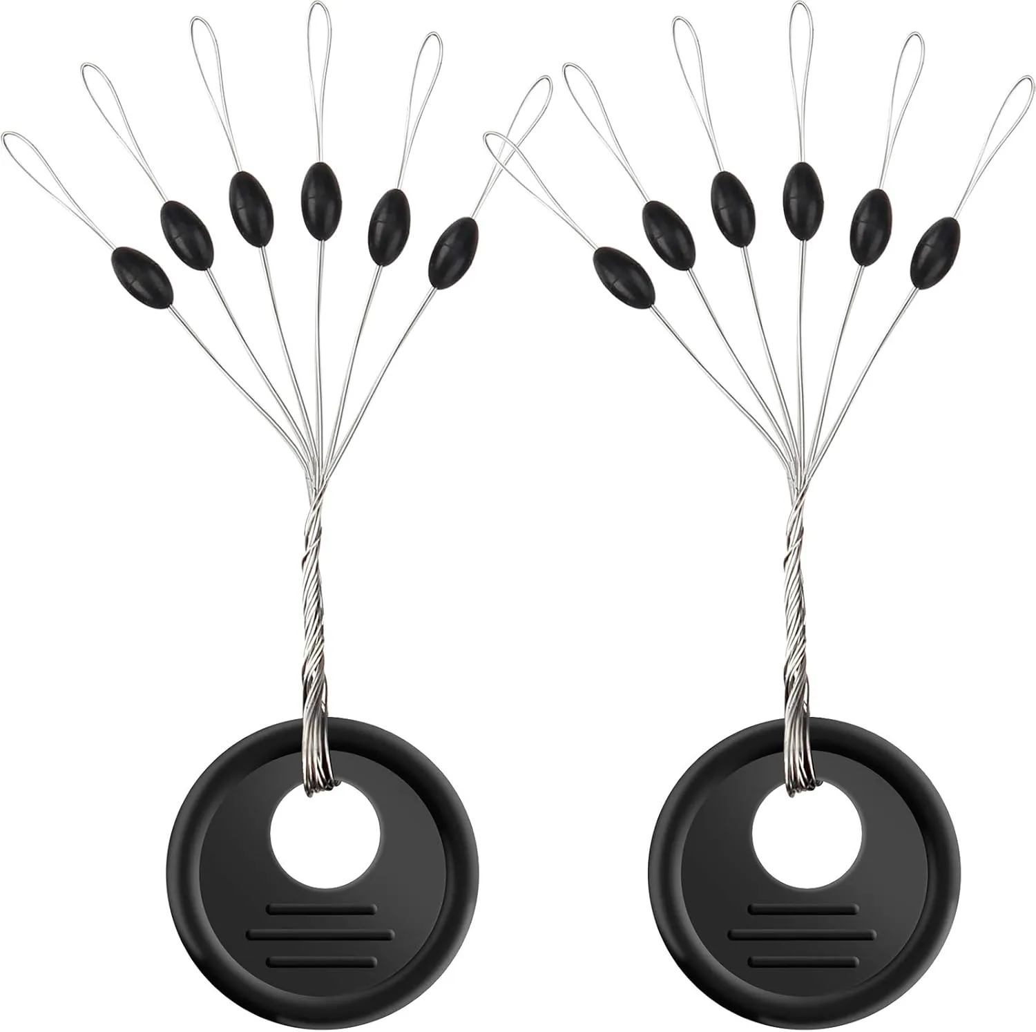 600 Pk Fishing Rubber Bobber Peg Sinker Stopper Black Oval Bead Eagle Claw Texas Rig Weight Floats Stops Durability Flipping Terminal Tackle Accessories for Saltwater Freshwater 3 Size
