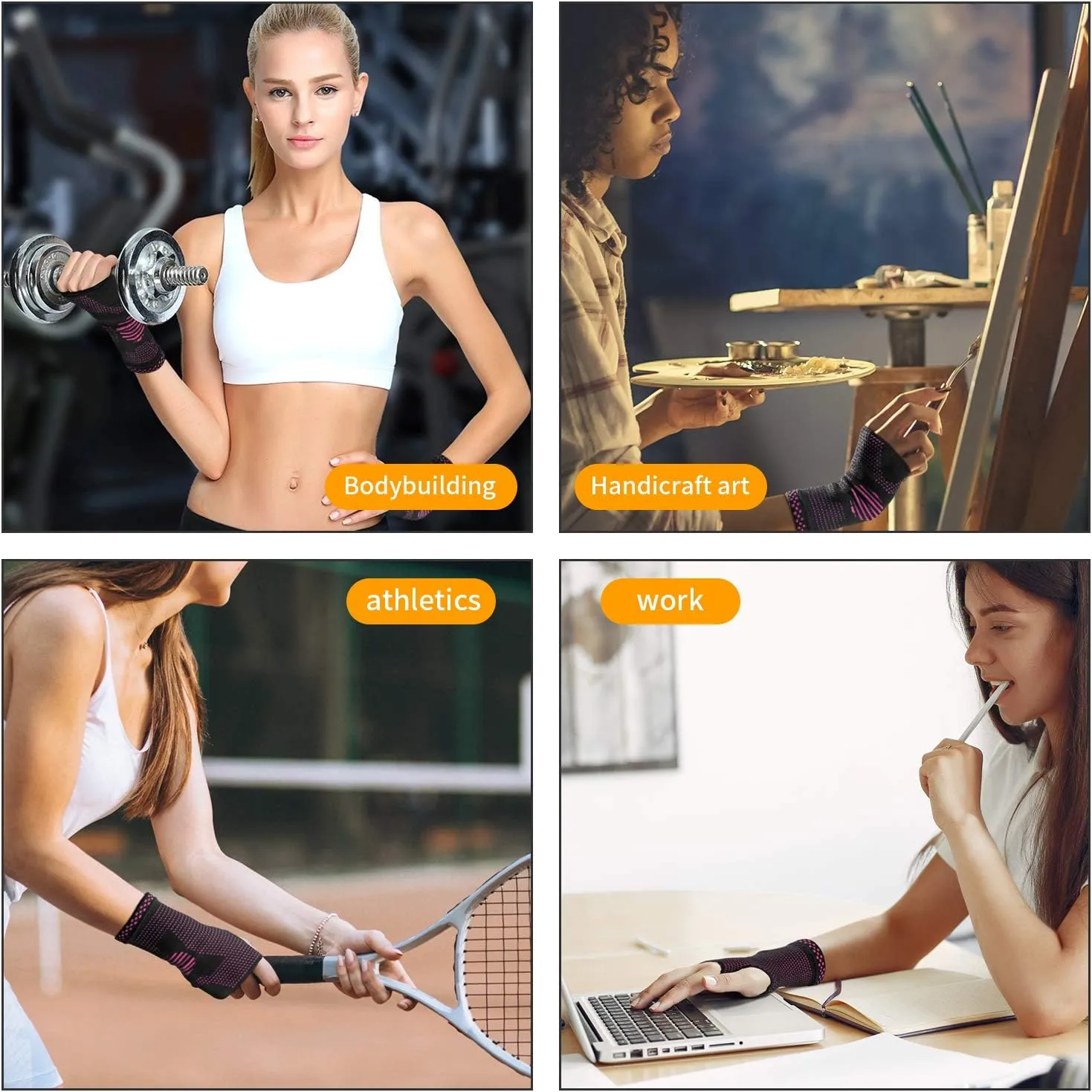 ABYON Wrist Compression Sleeves (Pair) for Carpal Tunnel and Pain Relief Treatment,Wrist Support for Women and Men.Breathable and Sweat-Absorbing carpal tunnel wrist brace