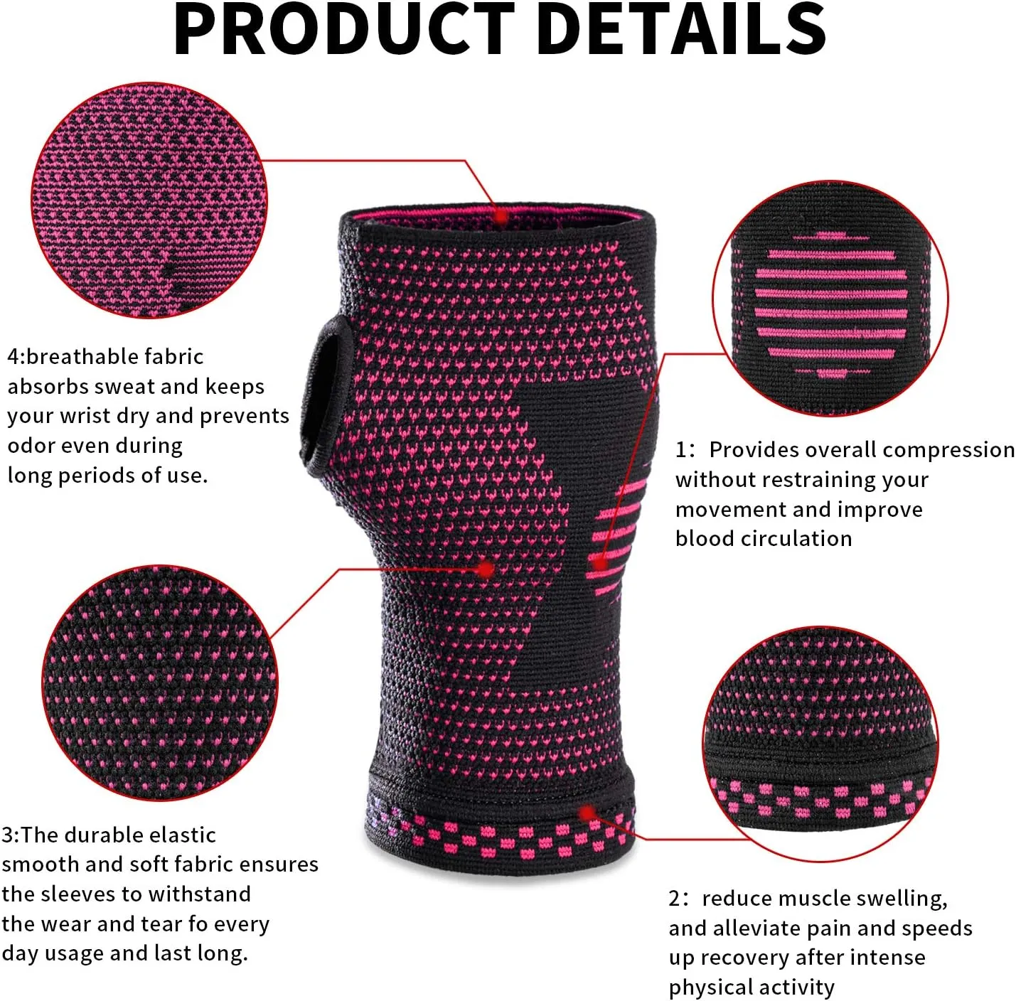 ABYON Wrist Compression Sleeves (Pair) for Carpal Tunnel and Pain Relief Treatment,Wrist Support for Women and Men.Breathable and Sweat-Absorbing carpal tunnel wrist brace