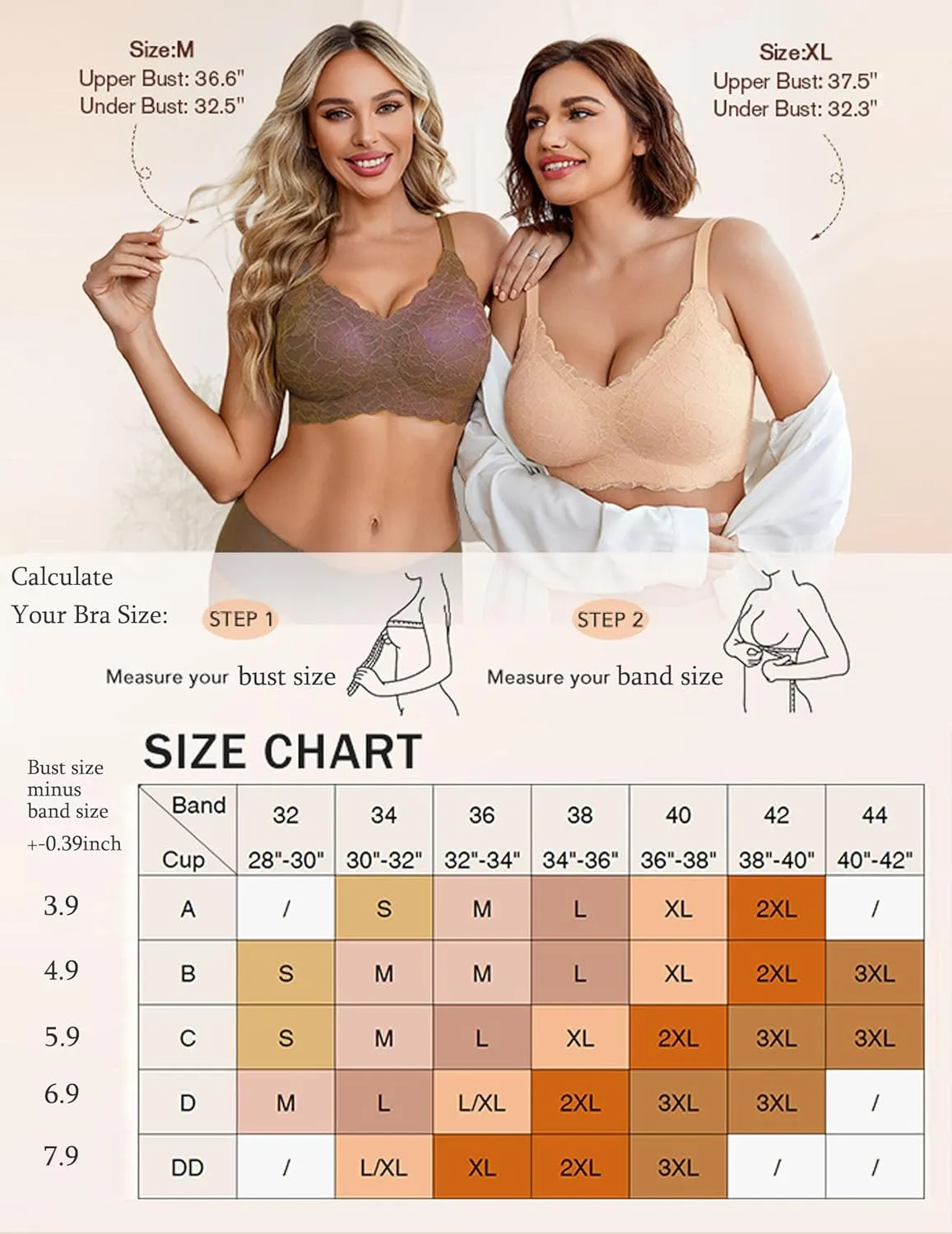 Avidlove Women's Seamless Bras Wireless Bra Full Coverage Lace Tshirt Everyday Bra S-3XL