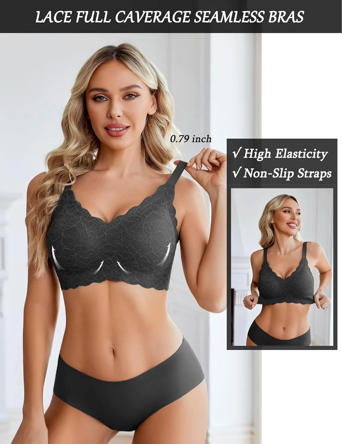 Avidlove Women's Seamless Bras Wireless Bra Full Coverage Lace Tshirt Everyday Bra S-3XL