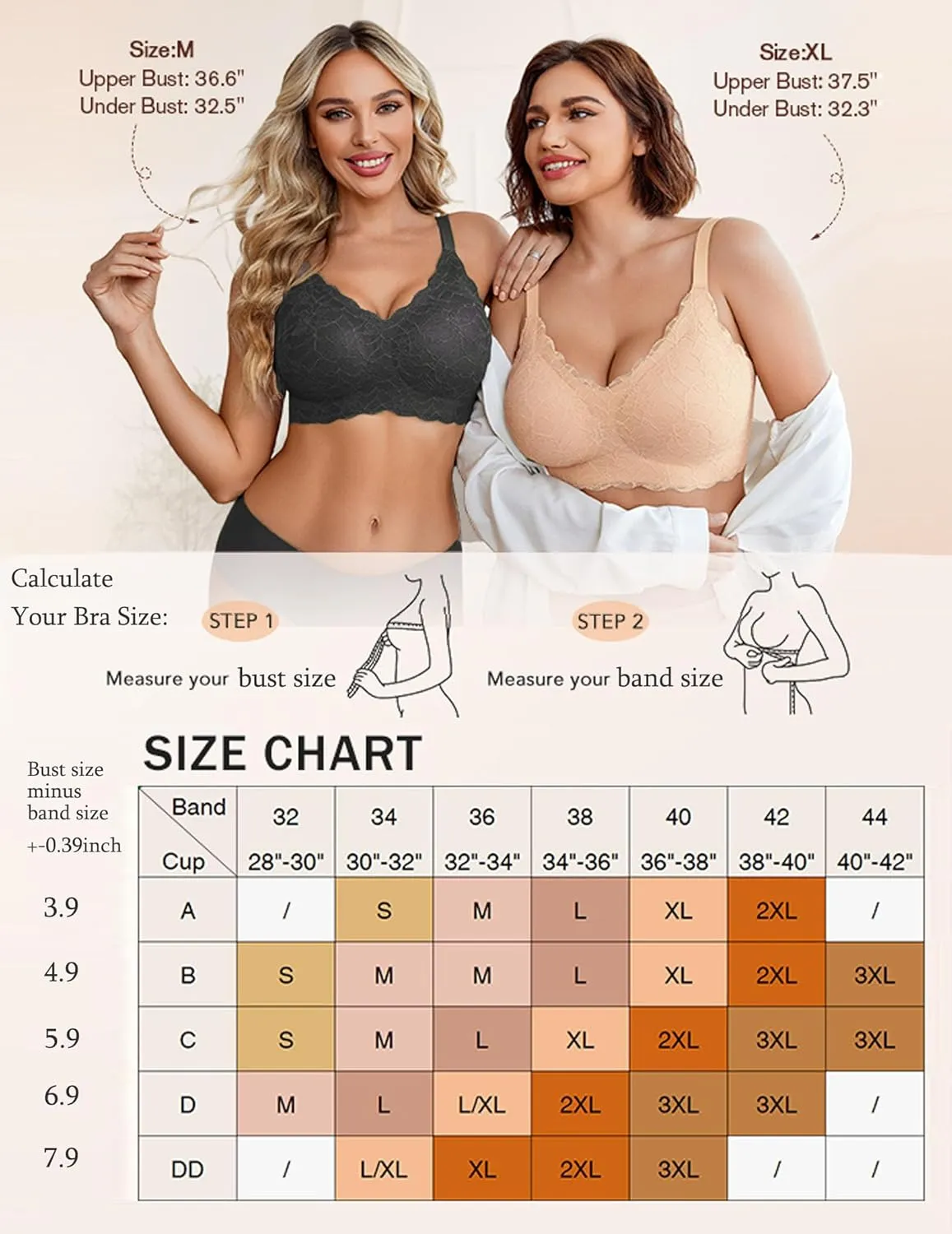 Avidlove Women's Seamless Bras Wireless Bra Full Coverage Lace Tshirt Everyday Bra S-3XL