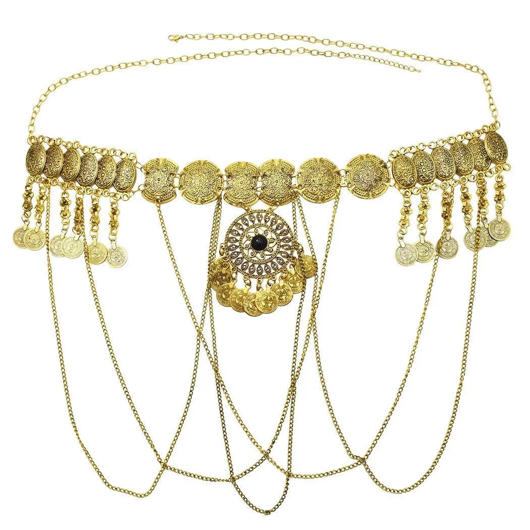 Belly Dance Belt | Belly Dancing Chain | Gold Coin Belly Chain | Arab Style Belly Chain | Tassel Coin Belly Chain | Body Waist Chain Jewelry