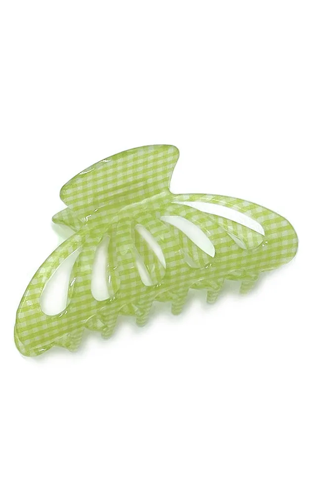 BHL210118 Shell Shape Check Pattern Single Acrylic Hair Claw