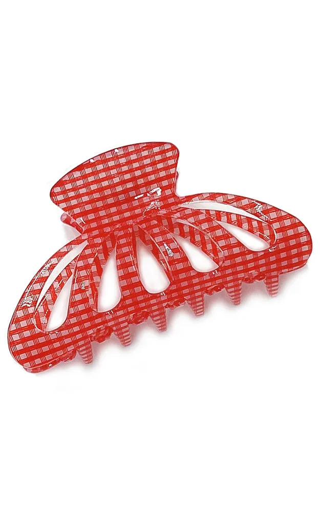 BHL210118 Shell Shape Check Pattern Single Acrylic Hair Claw
