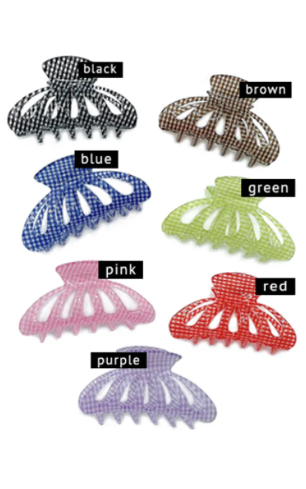 BHL210118 Shell Shape Check Pattern Single Acrylic Hair Claw