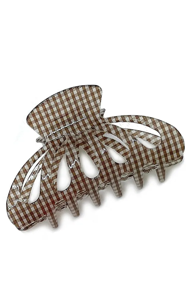 BHL210118 Shell Shape Check Pattern Single Acrylic Hair Claw