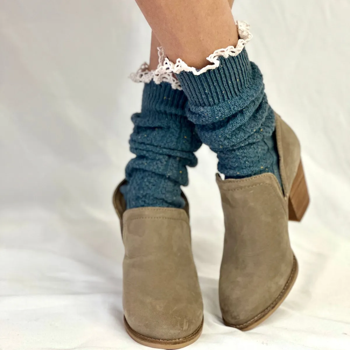 BOOTIE lace slouch socks - slate blue