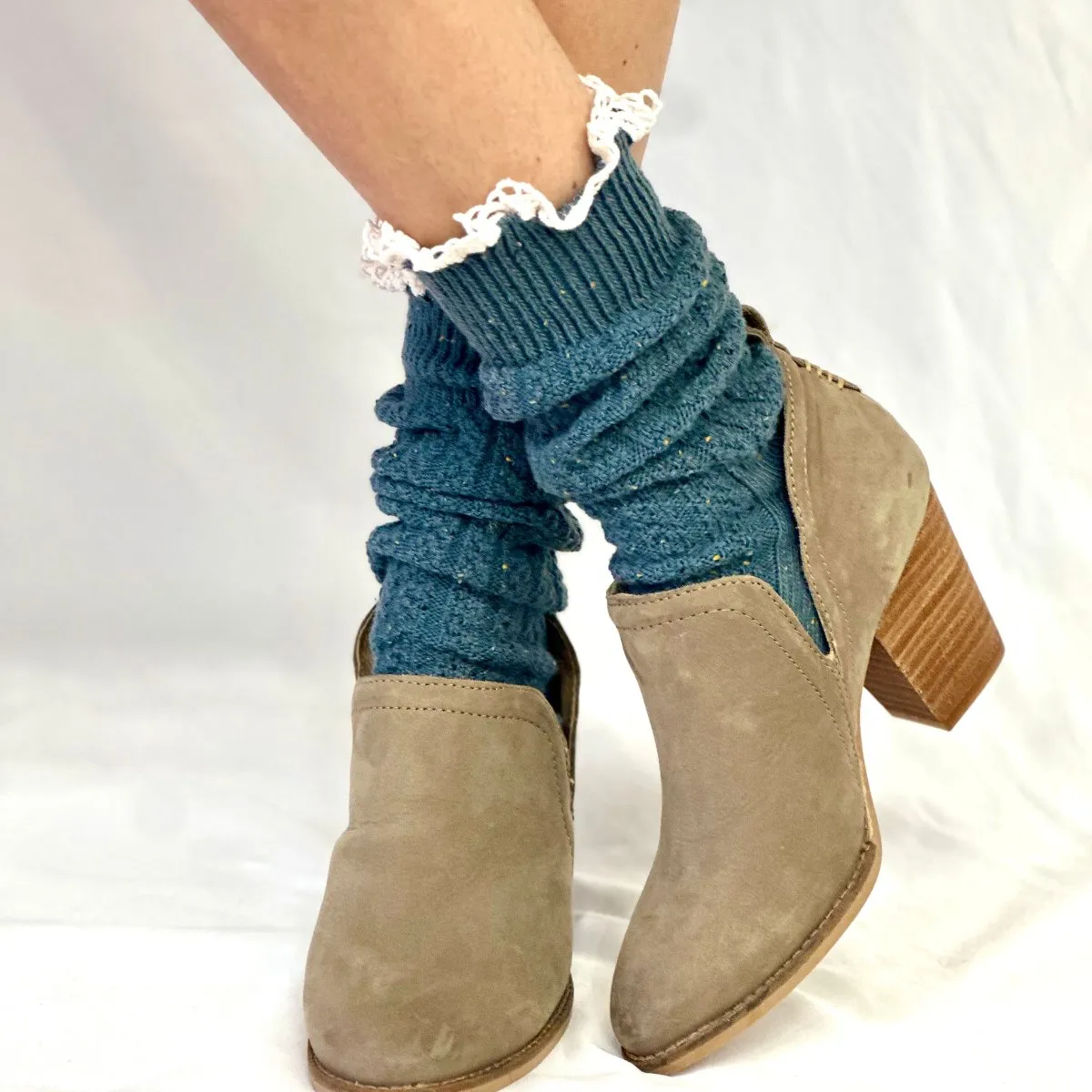 BOOTIE lace slouch socks - slate blue
