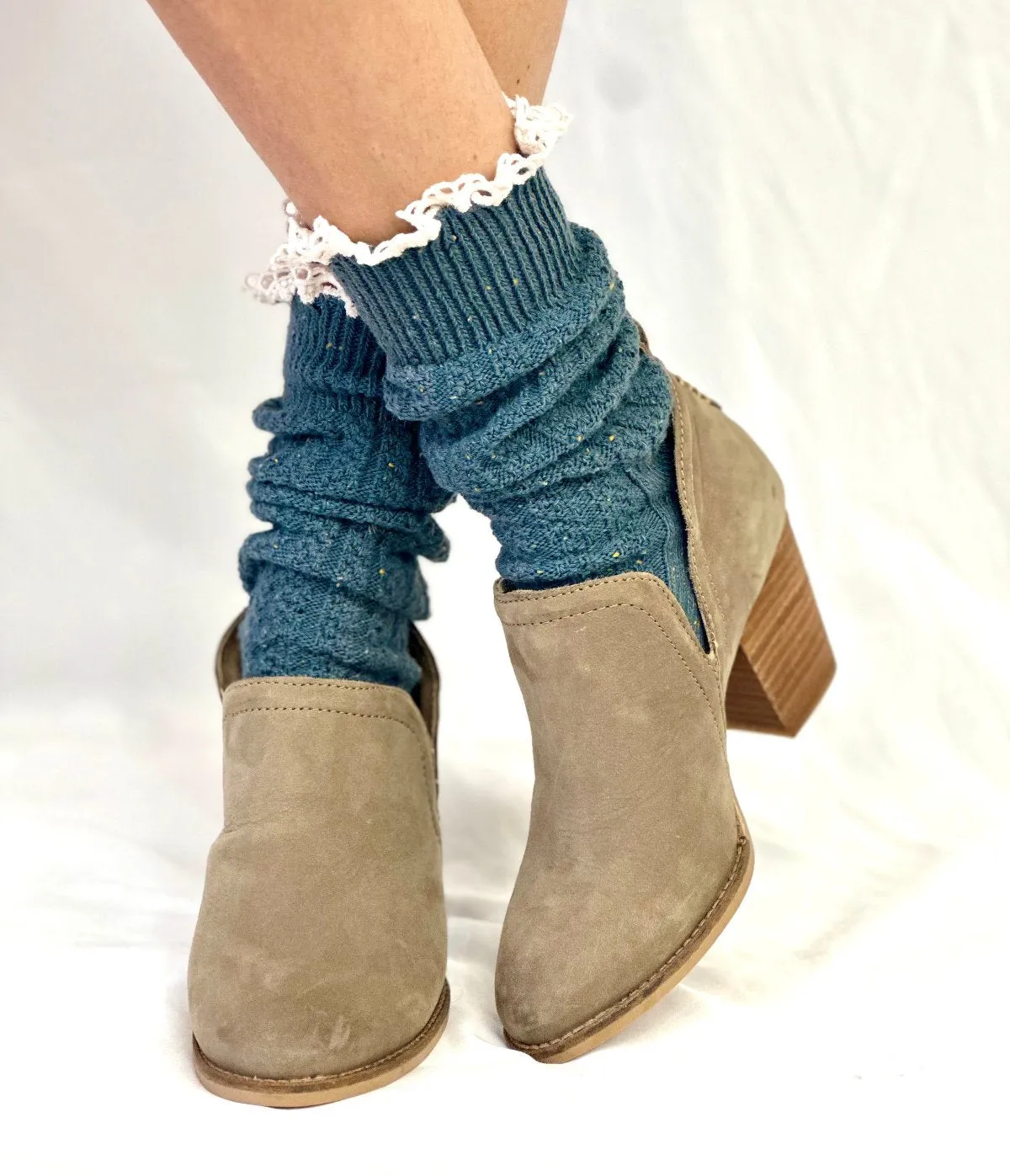 BOOTIE lace slouch socks - slate blue
