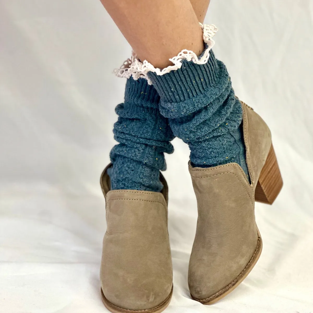 BOOTIE lace slouch socks - slate blue