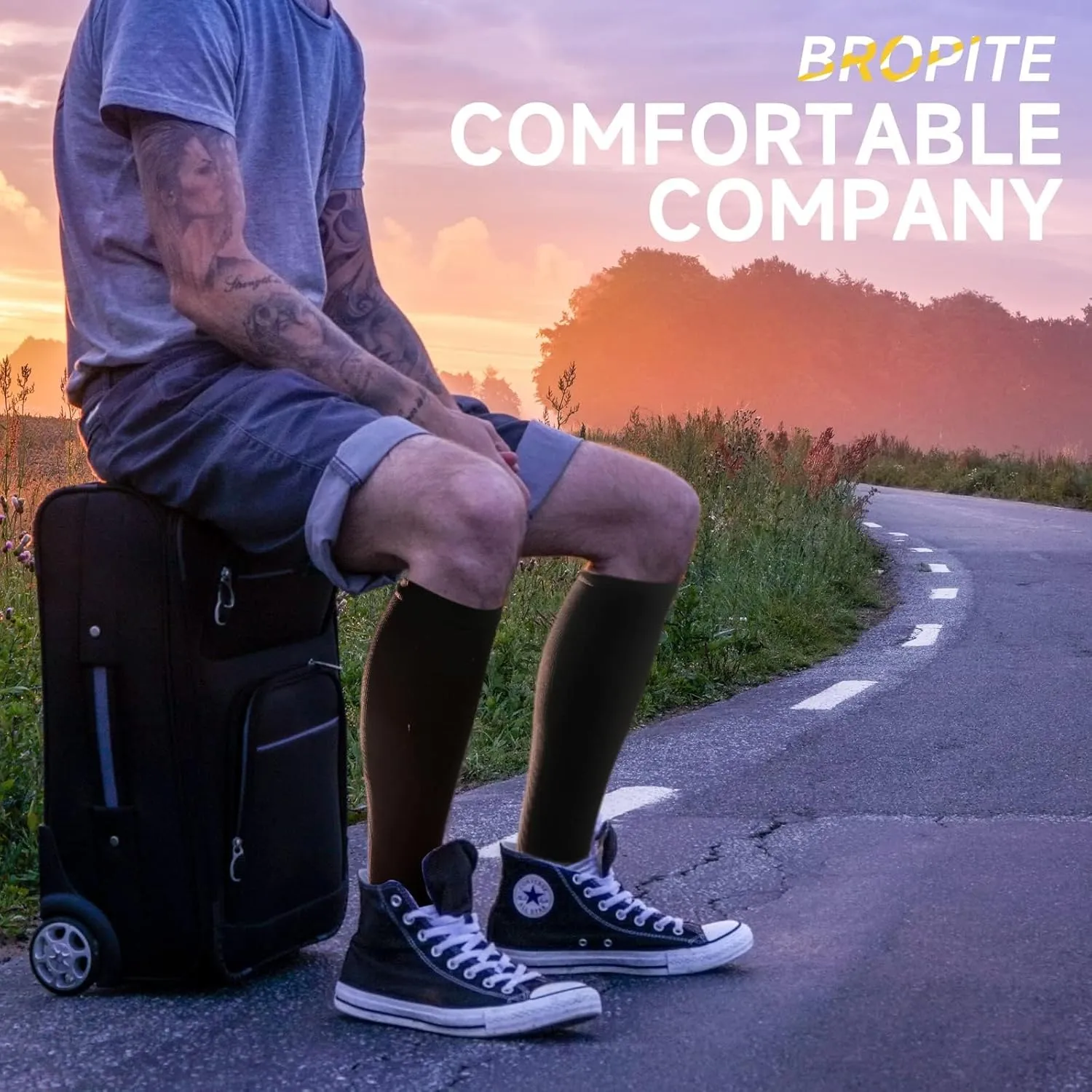 bropite Toeless Compression Socks for Women&Men-2 Pairs Open Toe Compression stocking Support 15-20mmhg Knee High Circulation