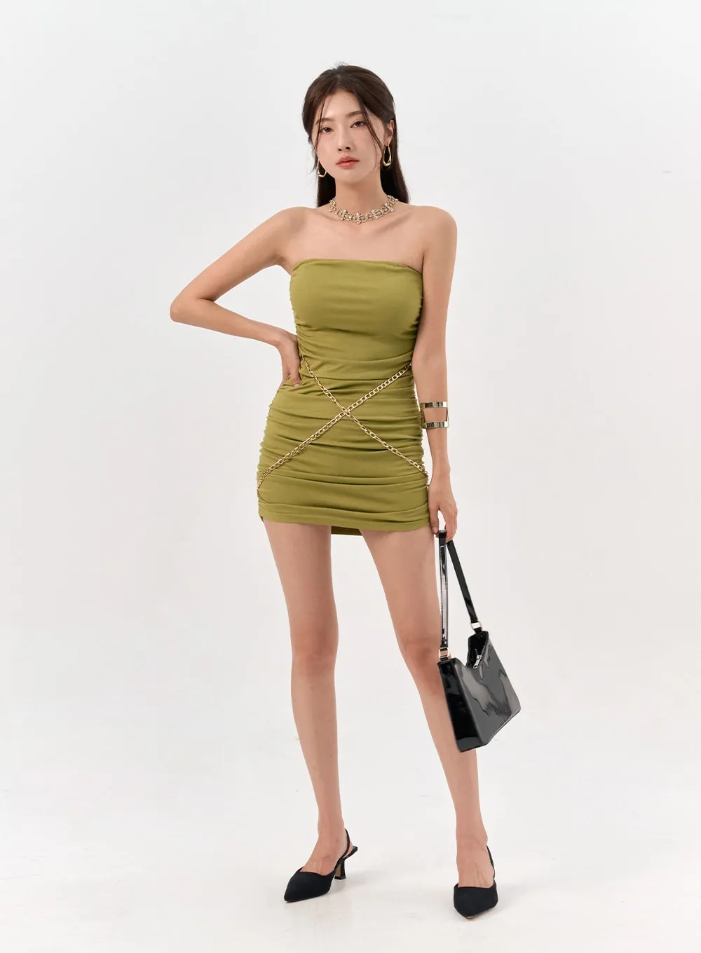 Chain Strapless Mini Dress IO310