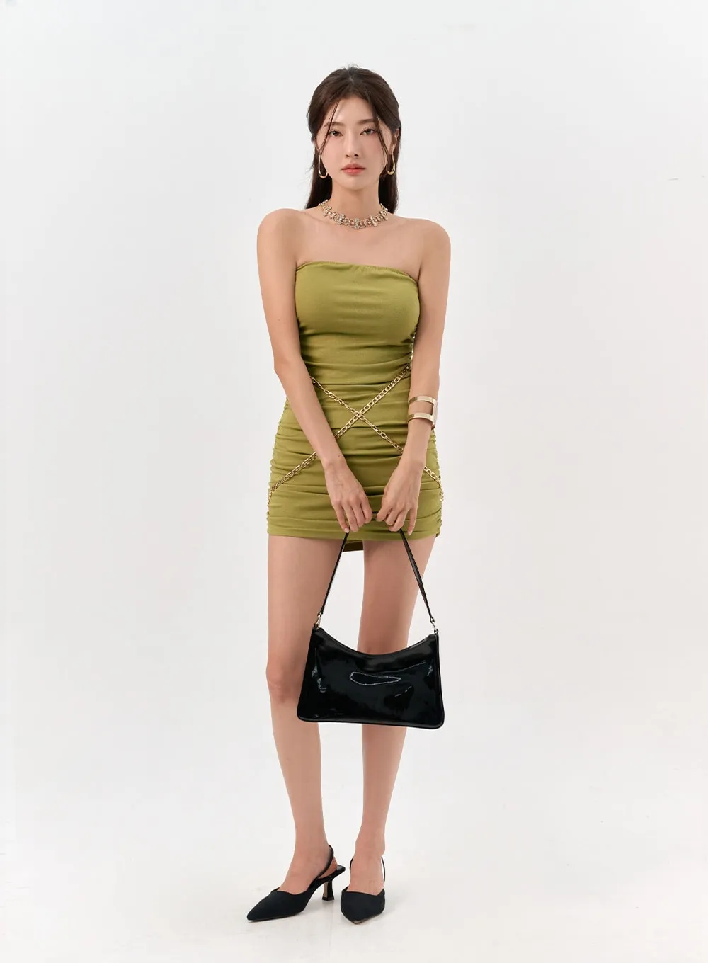 Chain Strapless Mini Dress IO310