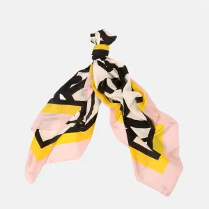 Cream/Pink Bold Floral Square Silk Scarf