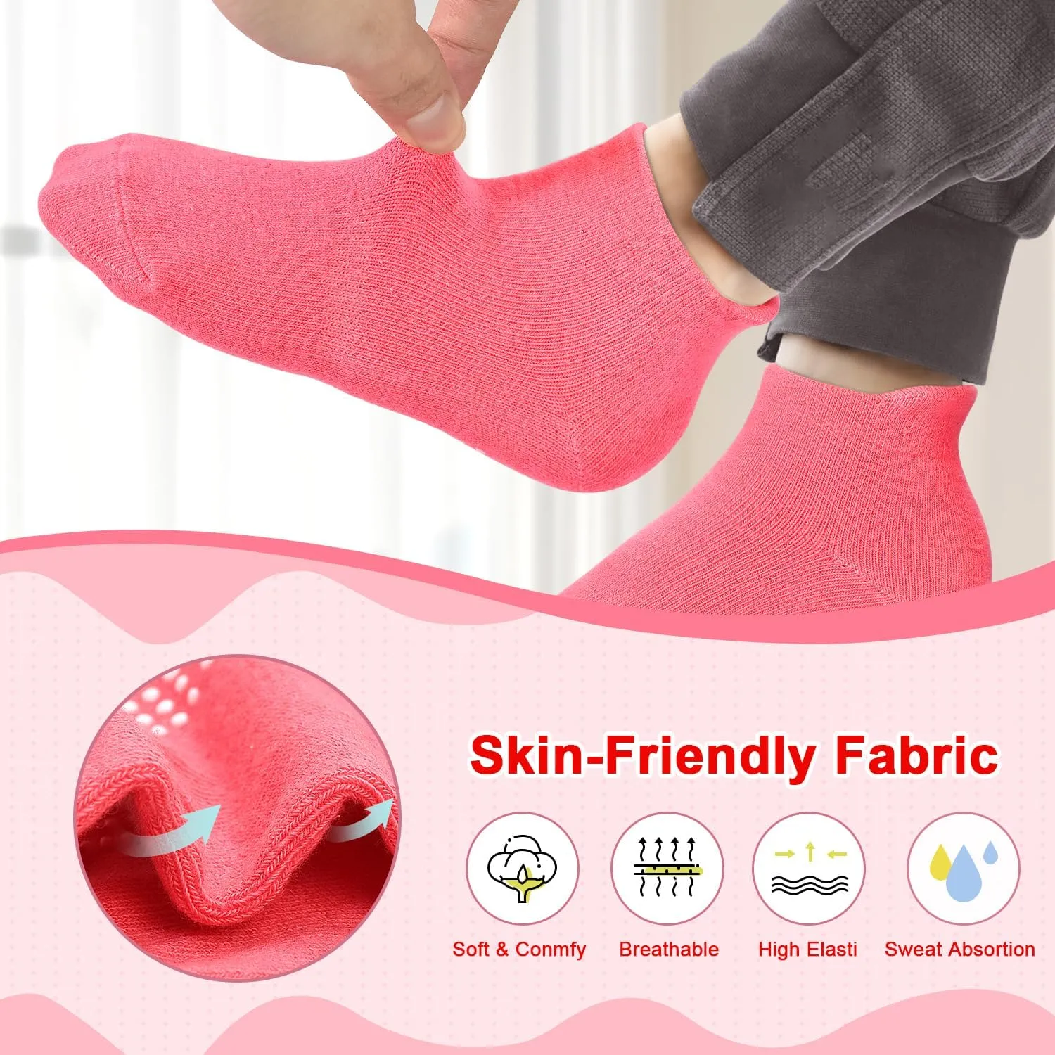 ELUTONG Non Slip Toddler Socks 12 Pairs Ankle Socks with Grips for 0-7 Years Toddlers Baby Infant Kids Girls Boys