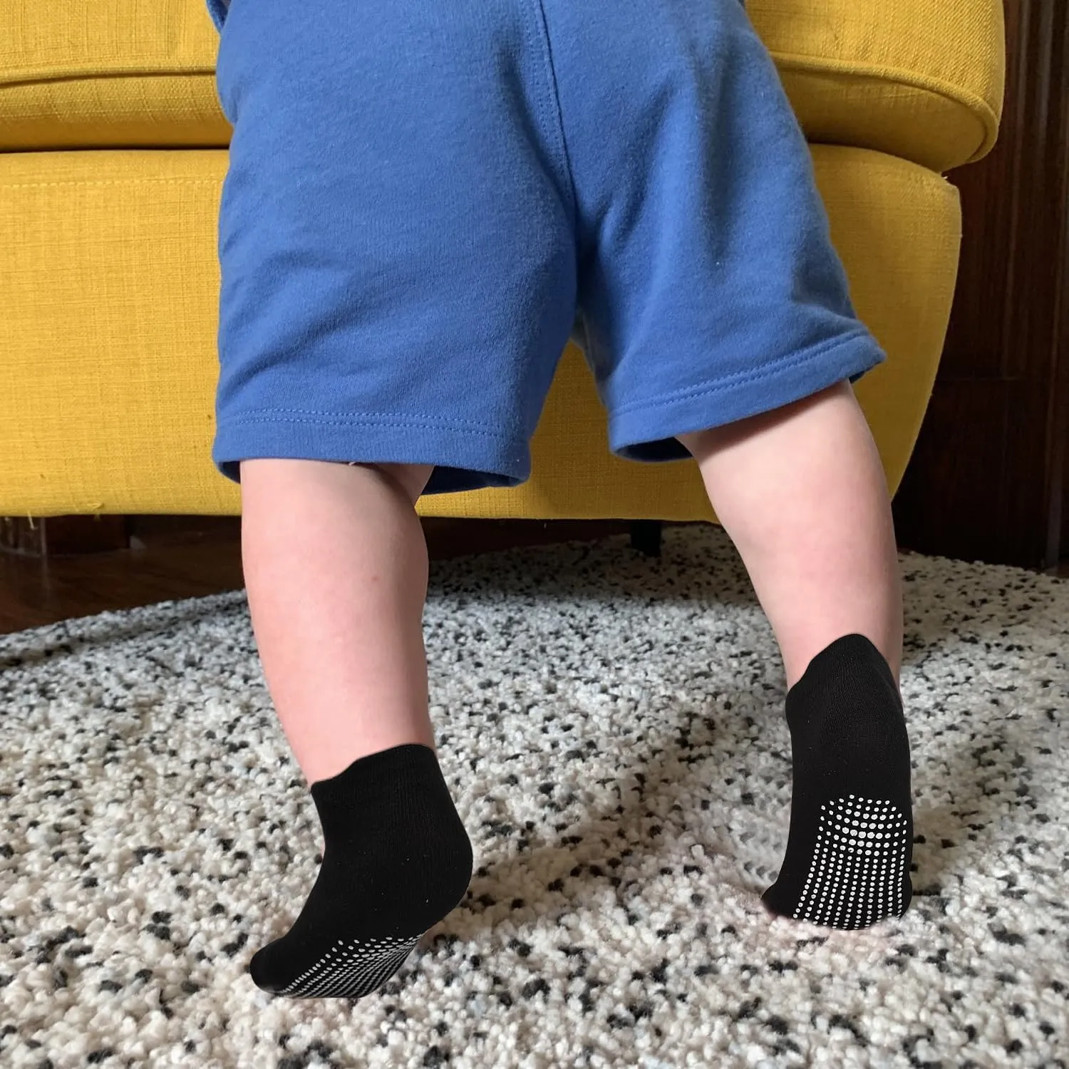 ELUTONG Toddler Non Slip Ankle Socks 12 Pairs with Non Skid Grip Socks for 1-7T Baby Boys Girls Kids