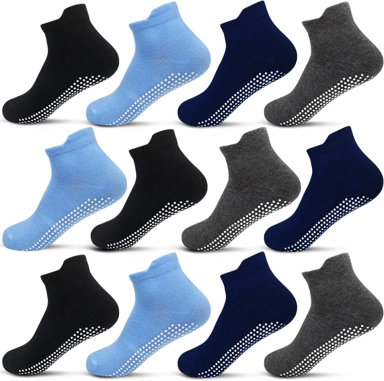 ELUTONG Toddler Non Slip Ankle Socks 12 Pairs with Non Skid Grip Socks for 1-7T Baby Boys Girls Kids