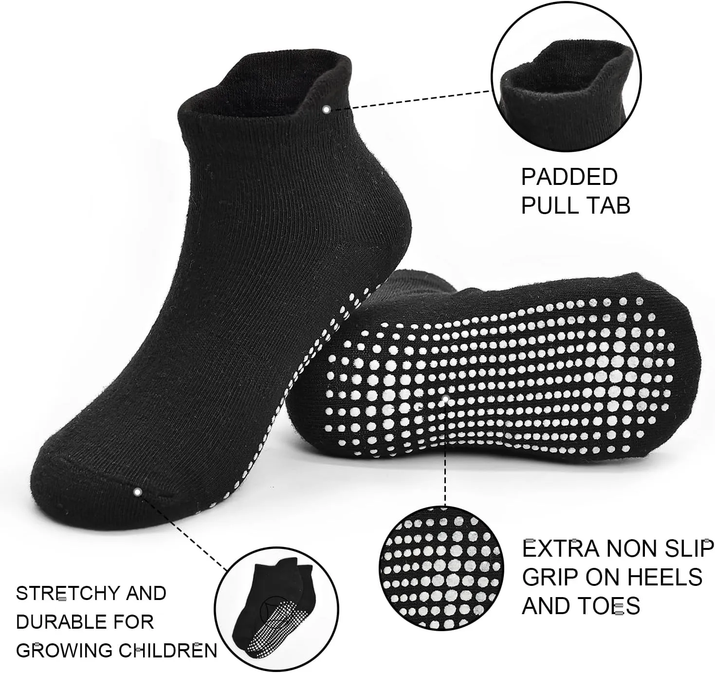 ELUTONG Toddler Non Slip Ankle Socks 12 Pairs with Non Skid Grip Socks for 1-7T Baby Boys Girls Kids