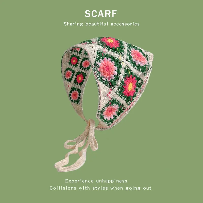 French DIY Handmade Knitted Bandana Hair Tie Headband