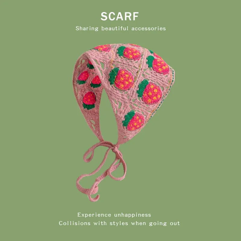 French DIY Handmade Knitted Bandana Hair Tie Headband