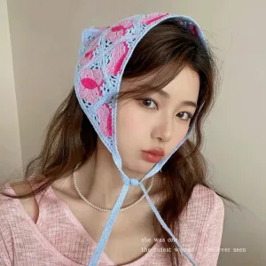 French DIY Handmade Knitted Bandana Hair Tie Headband