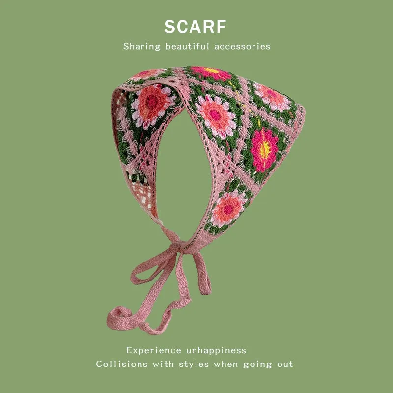 French DIY Handmade Knitted Bandana Hair Tie Headband