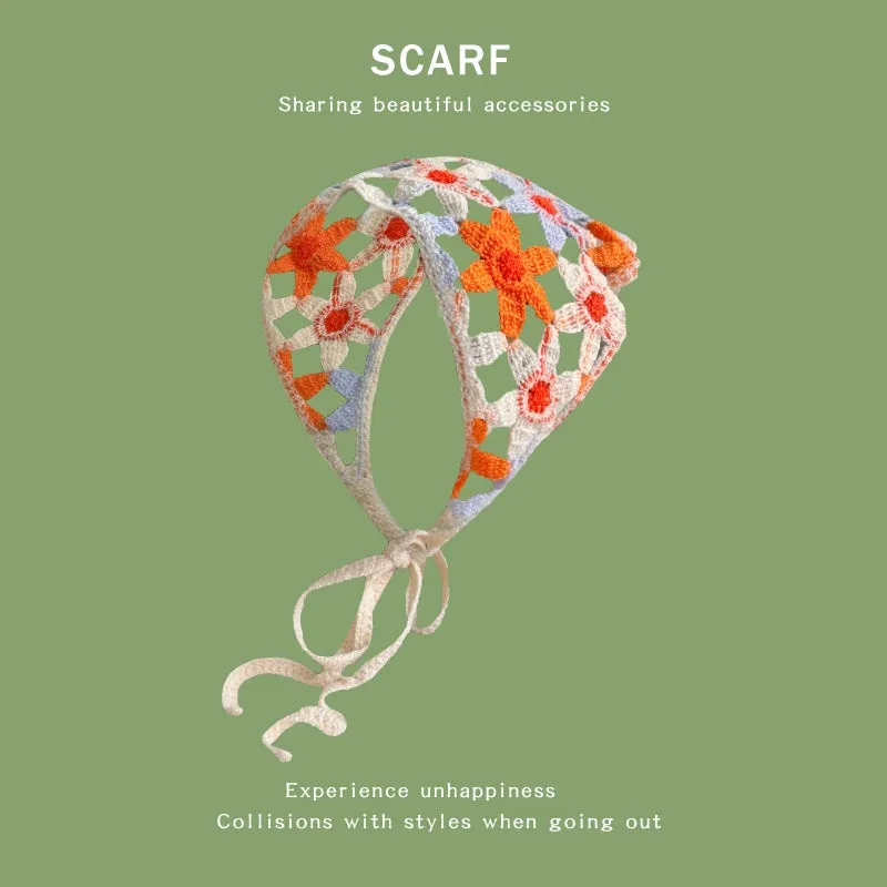 French DIY Handmade Knitted Bandana Hair Tie Headband