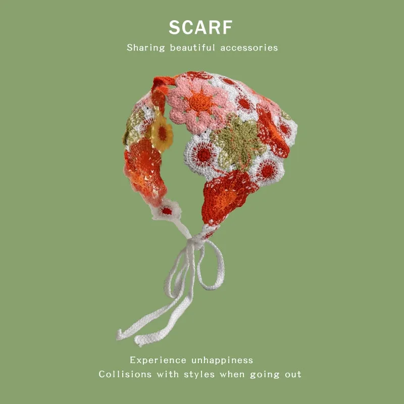 French DIY Handmade Knitted Bandana Hair Tie Headband