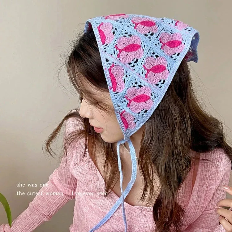 French DIY Handmade Knitted Bandana Hair Tie Headband