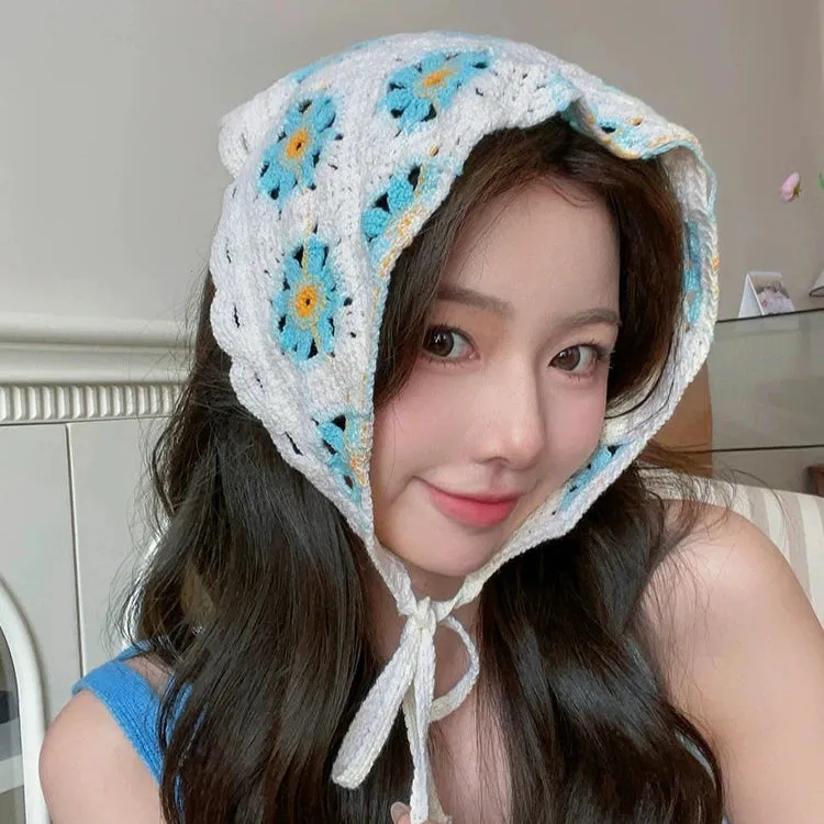 French DIY Handmade Knitted Bandana Hair Tie Headband