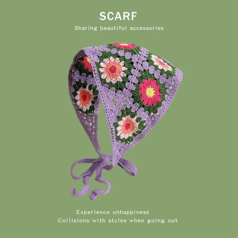 French DIY Handmade Knitted Bandana Hair Tie Headband