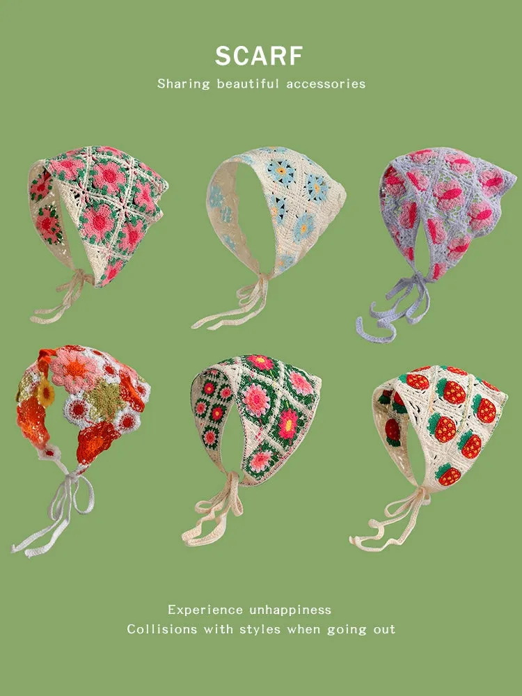 French DIY Handmade Knitted Bandana Hair Tie Headband