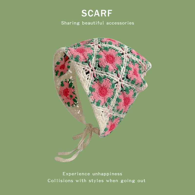 French DIY Handmade Knitted Bandana Hair Tie Headband