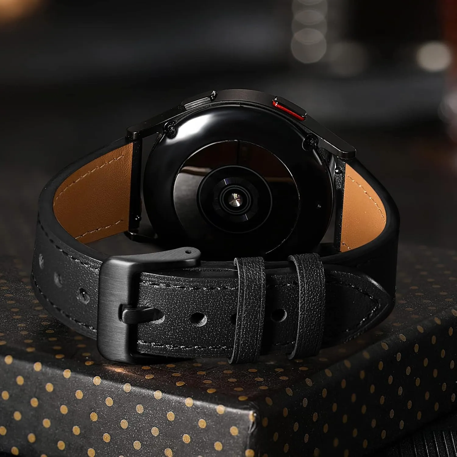 GEAK Leather Band Compatible with Samsung Galaxy Watch 7 Band/Watch 6 5 4 44mm 40mm/Watch 4 Classic 46mm 42mm/Watch 5 Pro 45mm, 20mm Watch Band for Women Men, Black