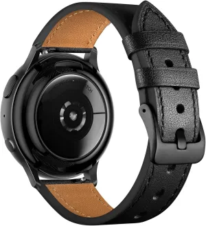 GEAK Leather Band Compatible with Samsung Galaxy Watch 7 Band/Watch 6 5 4 44mm 40mm/Watch 4 Classic 46mm 42mm/Watch 5 Pro 45mm, 20mm Watch Band for Women Men, Black