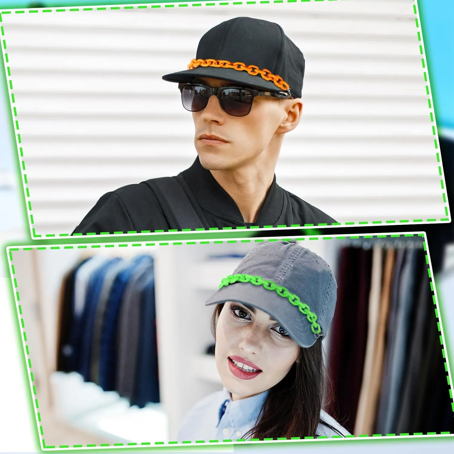 Geyoga 9 Pcs Trucker Hat Chains Bill Decoration Hat Charms Detachable DIY Metal Chains for Women Man Decorating Supplies