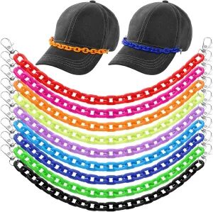 Geyoga 9 Pcs Trucker Hat Chains Bill Decoration Hat Charms Detachable DIY Metal Chains for Women Man Decorating Supplies