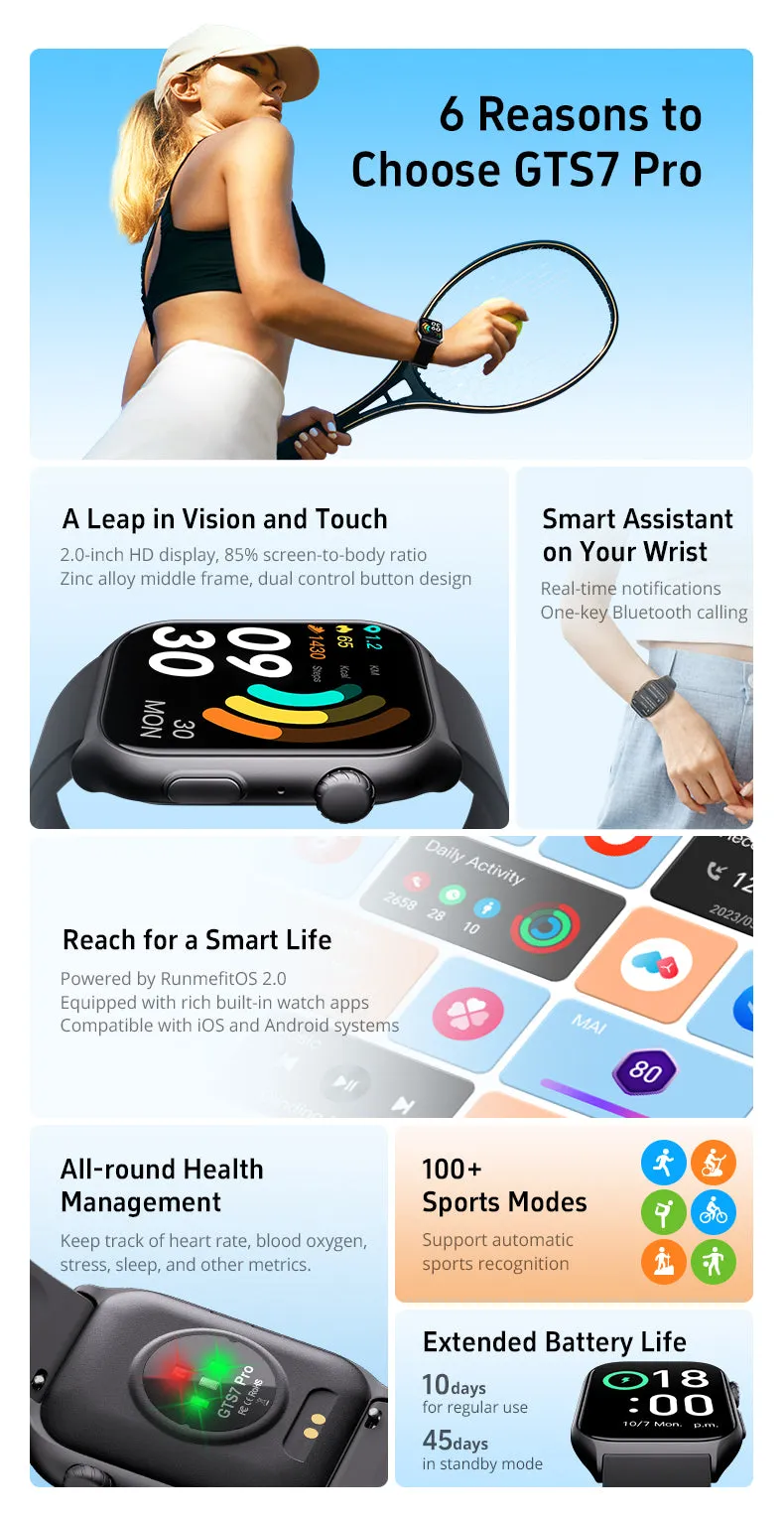 GTS7-Pro Women’s & Men’s Smartwatch for Android & IOS - Health & Fitness (ROSE-GOLD)