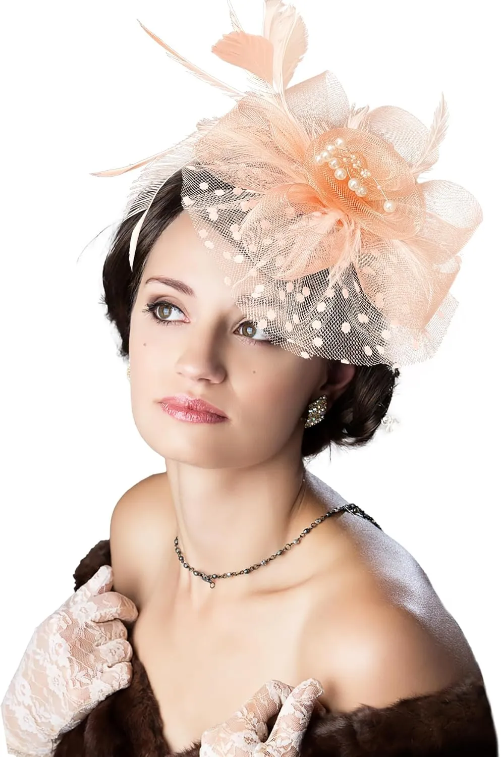 Halloween Fascinators Hat for Women Tea Party Feather Headband Mardi Gras Cocktail Hat Weddings