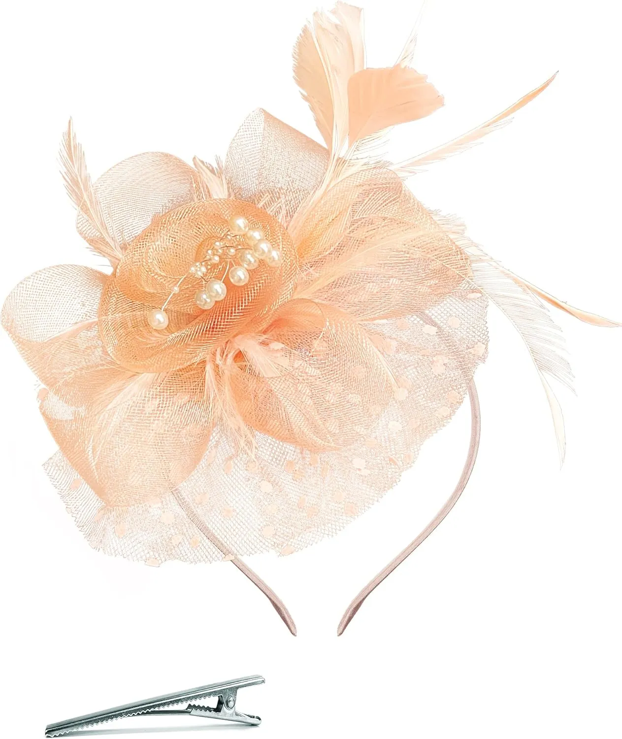 Halloween Fascinators Hat for Women Tea Party Feather Headband Mardi Gras Cocktail Hat Weddings