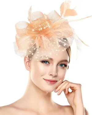 Halloween Fascinators Hat for Women Tea Party Feather Headband Mardi Gras Cocktail Hat Weddings