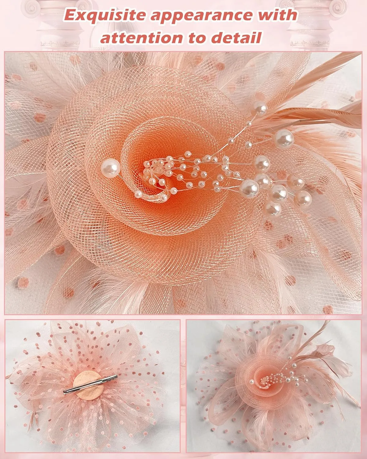 Halloween Fascinators Hat for Women Tea Party Feather Headband Mardi Gras Cocktail Hat Weddings