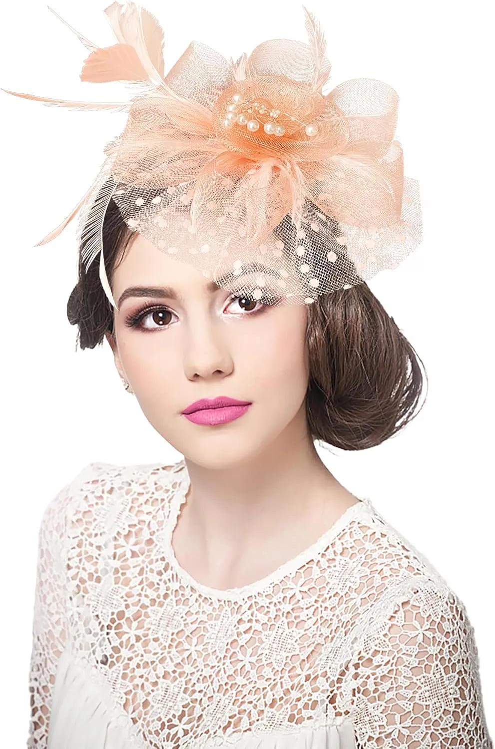 Halloween Fascinators Hat for Women Tea Party Feather Headband Mardi Gras Cocktail Hat Weddings