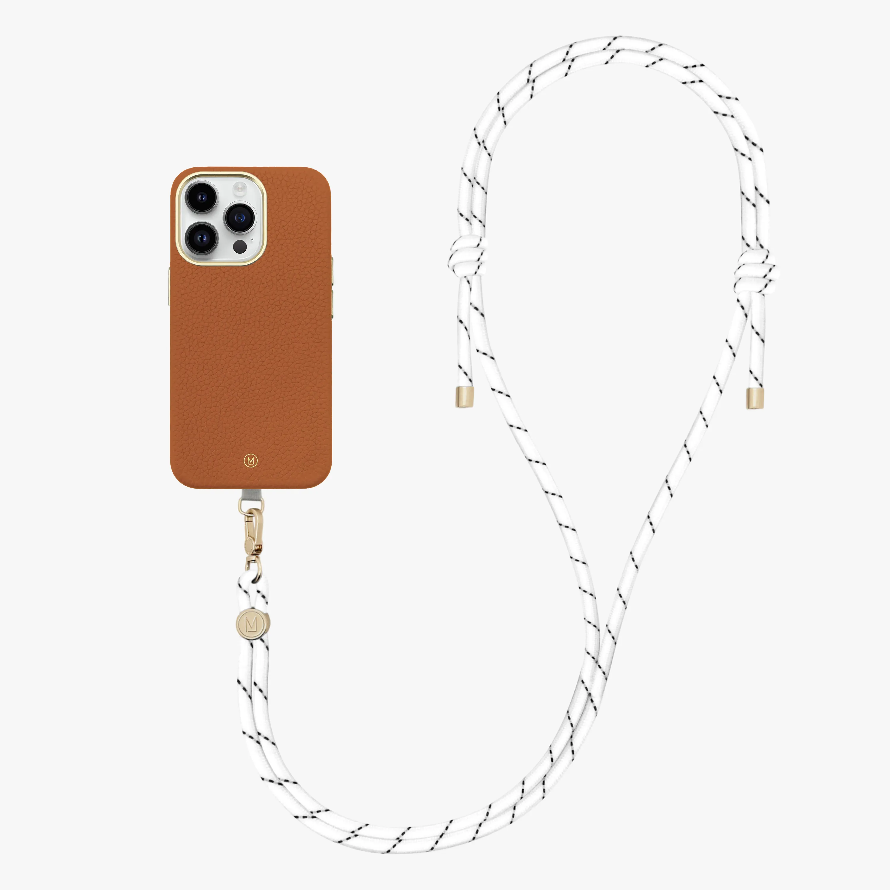 iPhone 13 Leather MagSafe Case with Crossbody Rope Strap