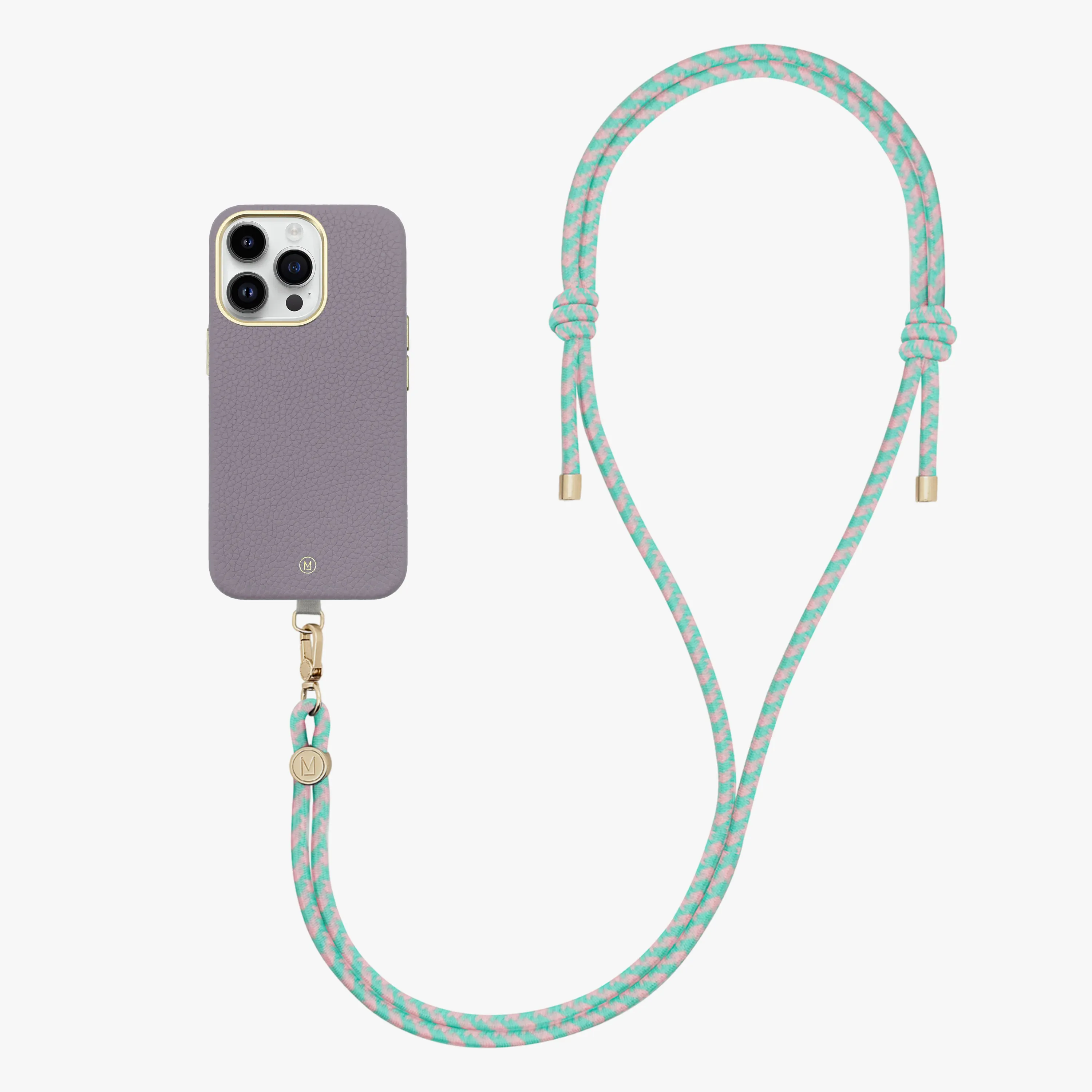 iPhone 13 Leather MagSafe Case with Crossbody Rope Strap
